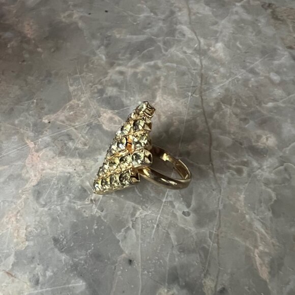 Vintage Diamond Cluster Gold Tone Adjustible Fashion Ring - Picture 3 of 4